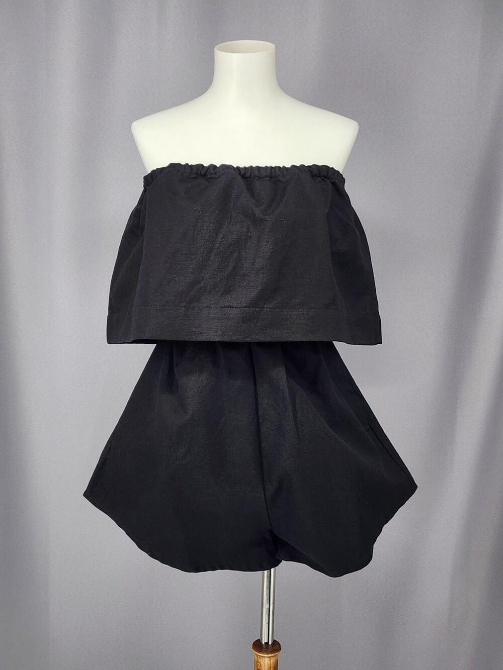 Undercover Hippie Romper Womens One Size Black Strapless Boho Whimsygoth Linen?